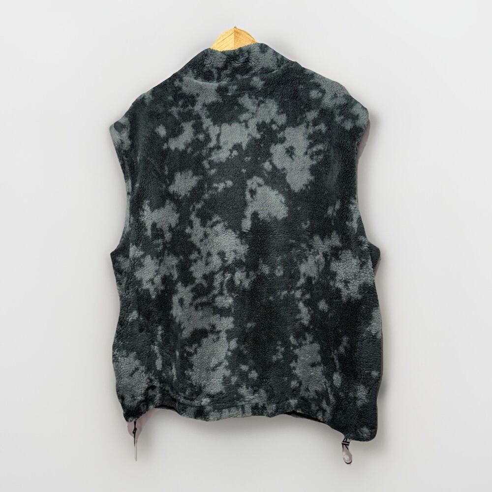 Mono B Sherpa Vest Women’s 3XL Fleece Black & Gray Tie Dye Full Zip Sleeveless - Picture 2 of 8